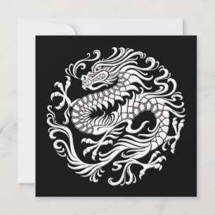 Cercle traditionnel de dragon chinois blanc et noi