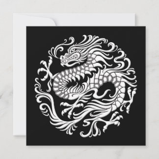 Cercle traditionnel de dragon chinois blanc et noi