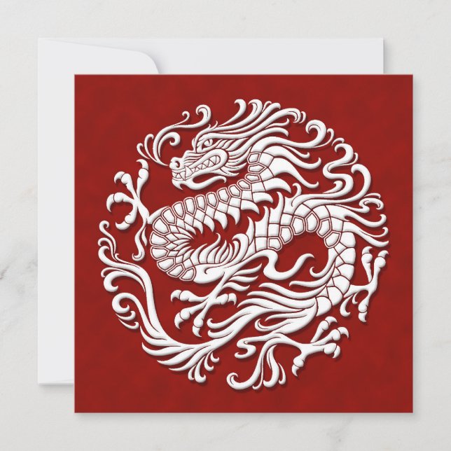 Cercle traditionnel de dragon chinois blanc et rou (Devant)