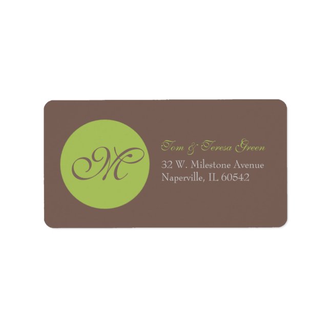 Cercle vert - Étiquettes de adresse monogrammes (Devant)