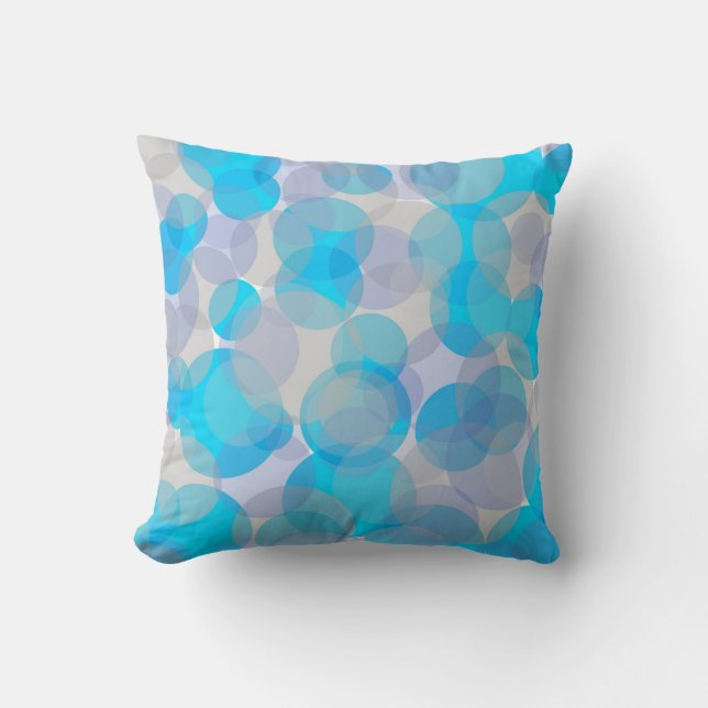 Cercles abstraits bleus motif lancer oreiller (Recto)