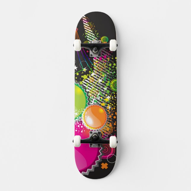 Cercles Abstraits colorés Skateboard (Recto)