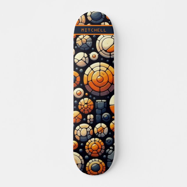 Cercles Abstraits cool Marine Orange Skateboard (Devant)