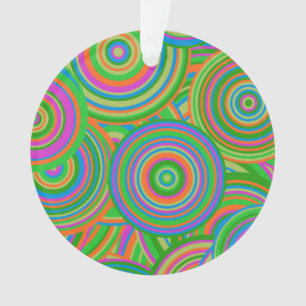 Cercles abstraits de style rétro, vert et orange-r
