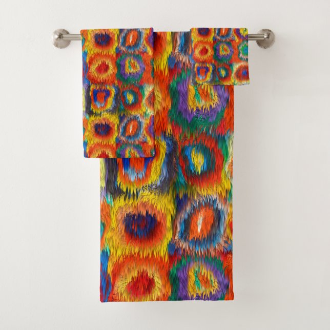 Cercles Carré rouge jaune bleu rose violet vert (En situation)