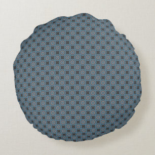 Cercles cibles Motif gris et bleu Coussin rond