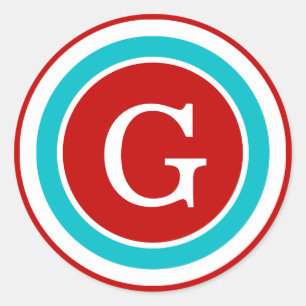 Cercles colorés Stickers Monogramme / Bleu rouge