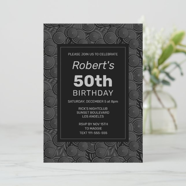 Cercles cool 50e anniversaire Invitation (Debout devant)