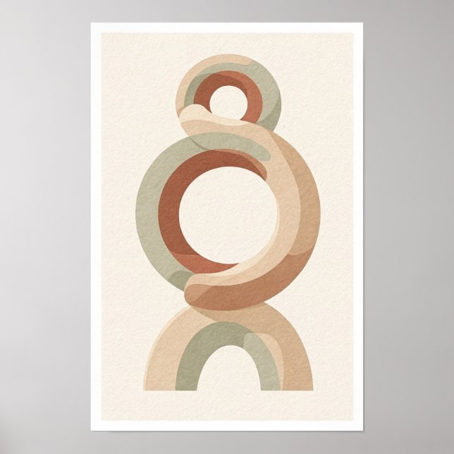 Cercles de grès Affiche abstraite de sauge terraco (Devant)