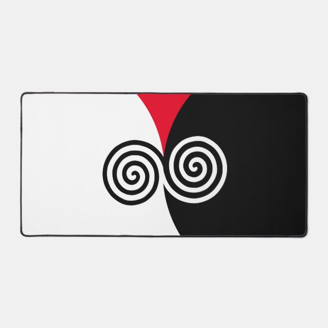 Cercles de spirale abstraits sur fond noir rouge e (Recto)
