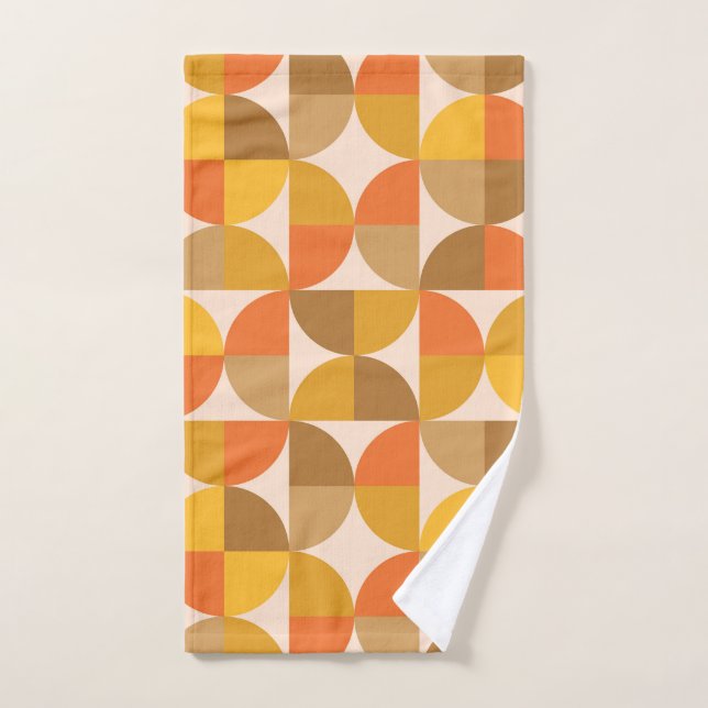 Cercles demi orange et marron du milieu du siècle  (Serviette à main)