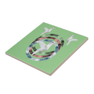 Cercles d'oiseaux carreaux en céramique