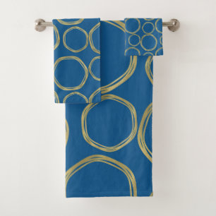 Cercles d'or et bleu brillant Moderne tendance