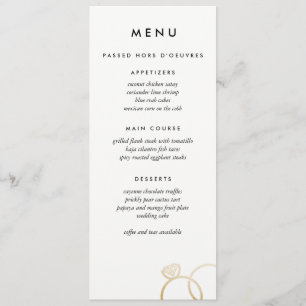 Cercles d'or moderne Menu personnalisé Mariage