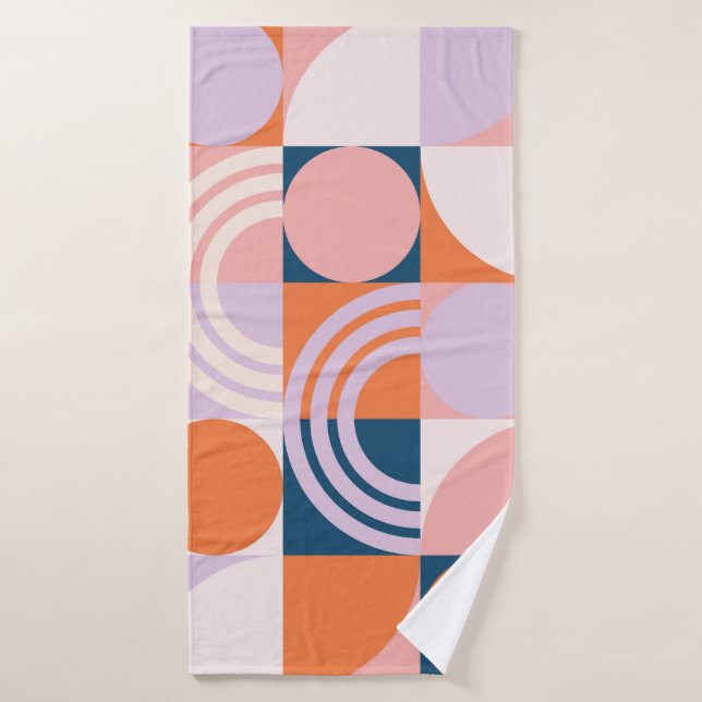 Cercles du milieu du siècle : Motif géométrique (Serviette de bain)