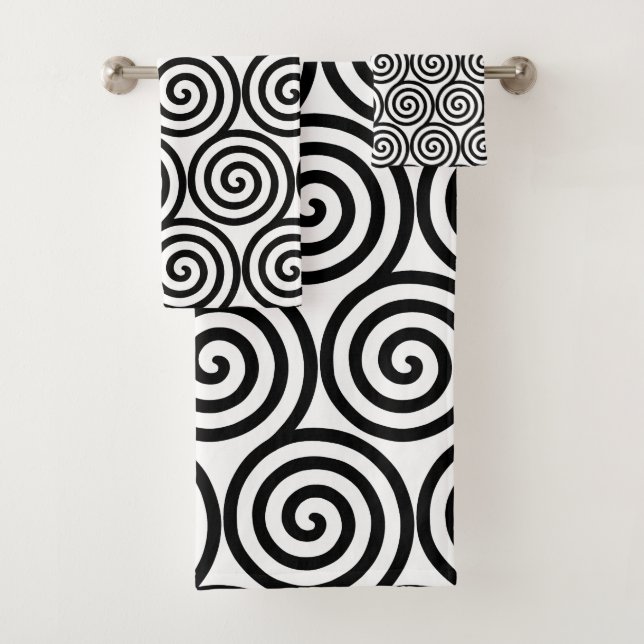 Cercles en spirale abstraits en noir et blanc Serv (En situation)