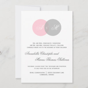 Cercles enmêlés rose et gris Faire-part de mariage