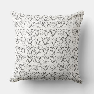 Cercles et Coeurs Jeter Oreiller