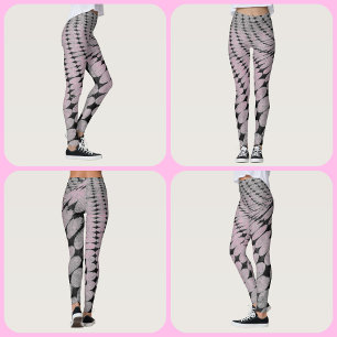 Cercles et diamants Motif Gris Leggings roses