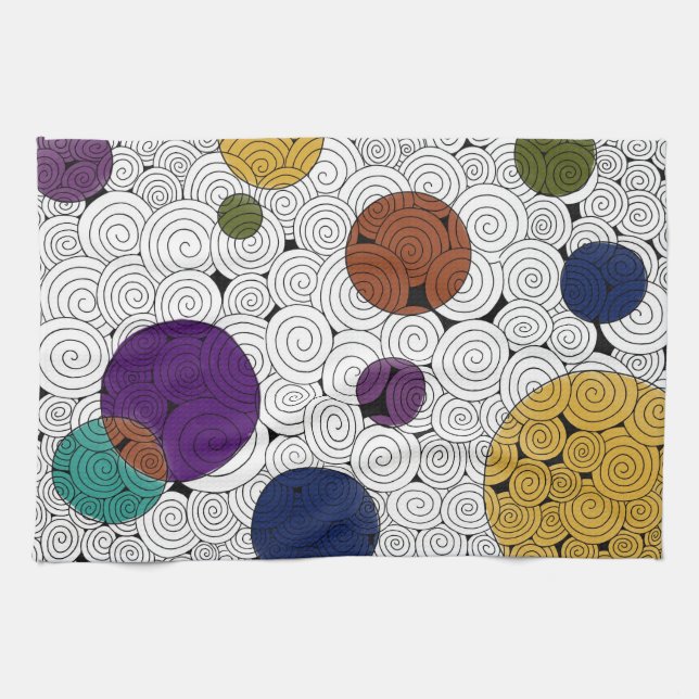 Cercles et tourbillons serviette de cuisine (Horizontal)