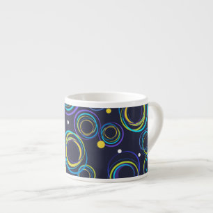 Cercles funky bleu marine espresso mug