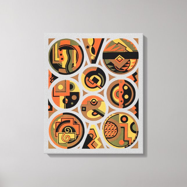 Cercles géométriques Art Déco Pochoir Jazz vintage (Recto)