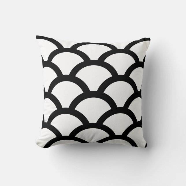 Cercles géométriques Coussin en noir et blanc (Recto)