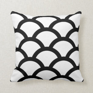 Cercles géométriques Coussin en noir et blanc