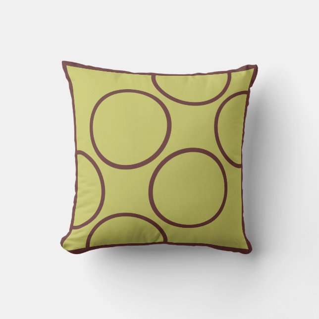 cercles marron sur coussin moderne gris vert (Recto)