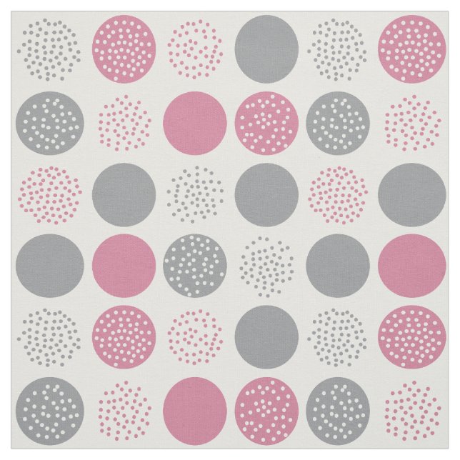 Cercles modernes pointes gris blanc tissu rose (Échantillon)