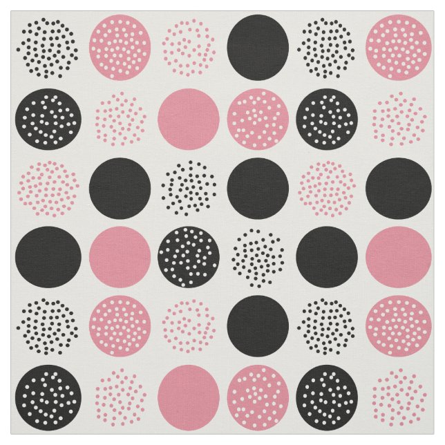 Cercles modernes Points Blanc Black Rose Tissu (Échantillon)