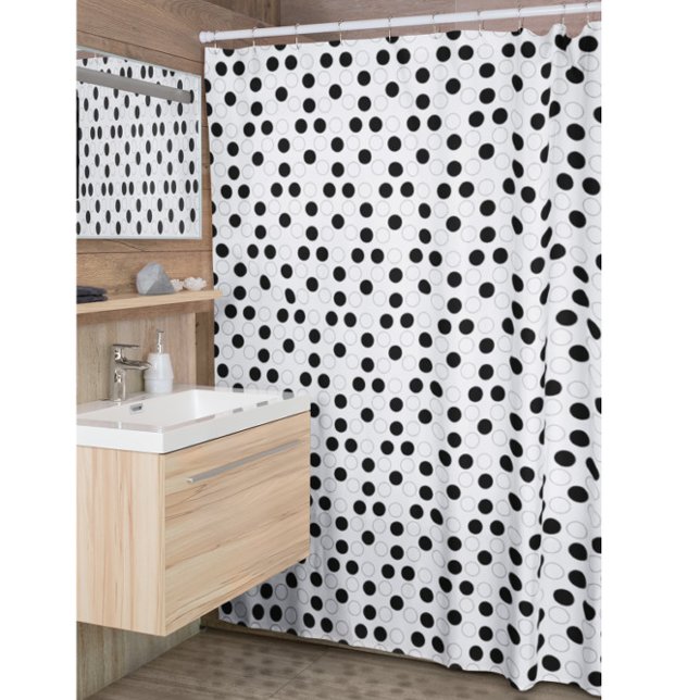 Cercles noirs et blancs Rideau de douche (Créateur téléchargé)