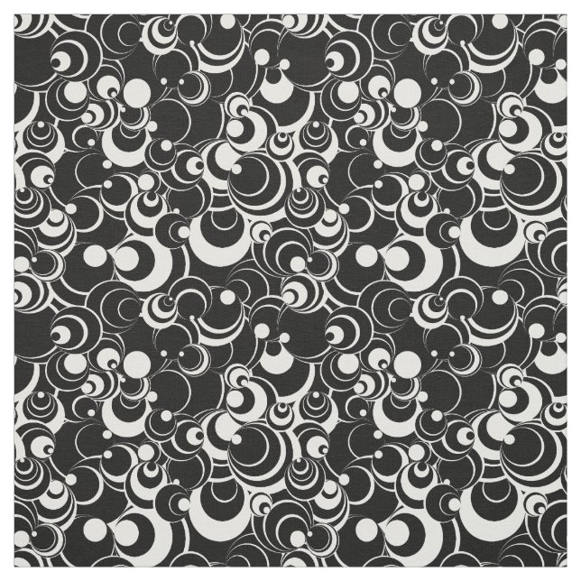 Cercles noirs et blancs Tissu Abstrait 2 (Échantillon)