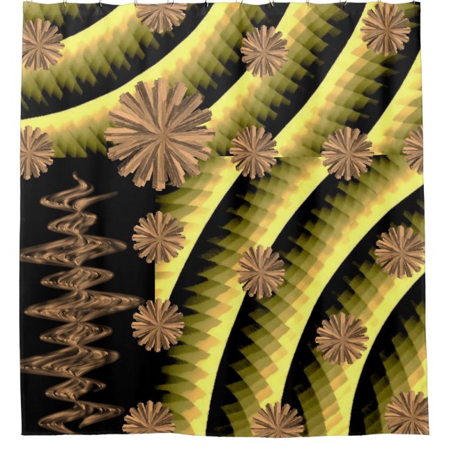 Cercles orange abstrait rideau de douche noir (Devant)