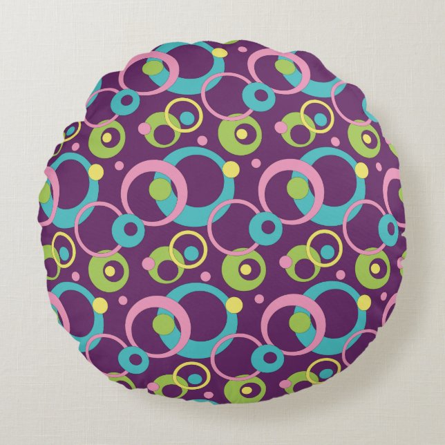 Cercles pourpres Funky Coussin rond (Devant)