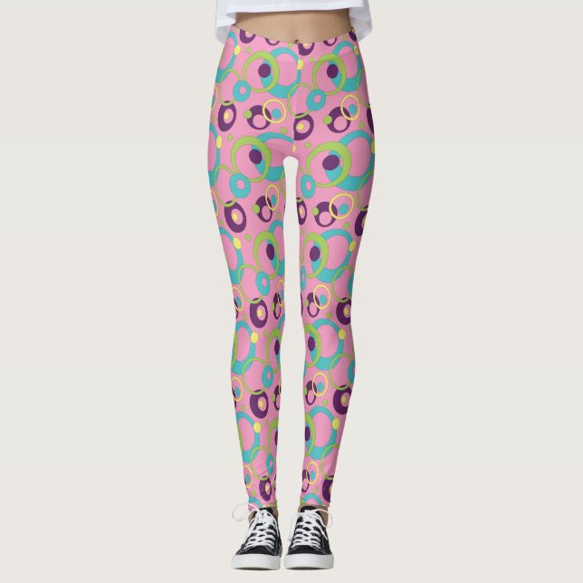 Cercles roses funky Leggings (Devant)