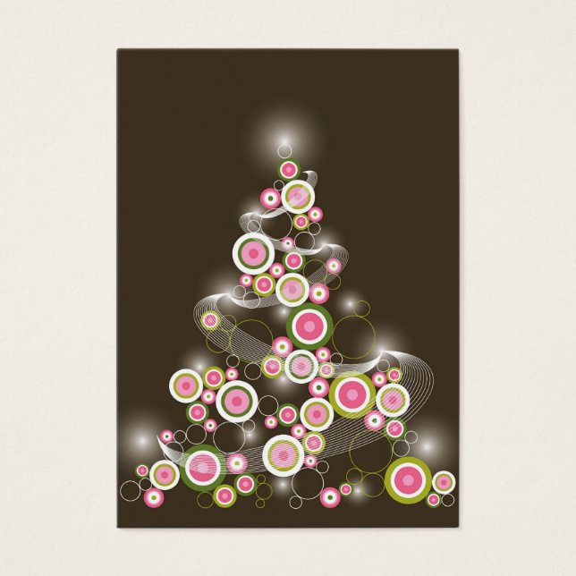 Cercles roses rétro Arbre de Noël Mini Invitation (Devant)