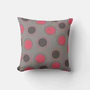 Cercles rouges et noirs sur Coussin MOJO gris