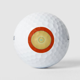 Cercles rouges/orange/verts. Balles de golf