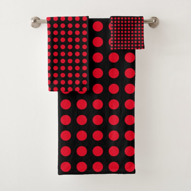 Cercles rouges Polka Dot Patterns Black Modern Cut (En situation)