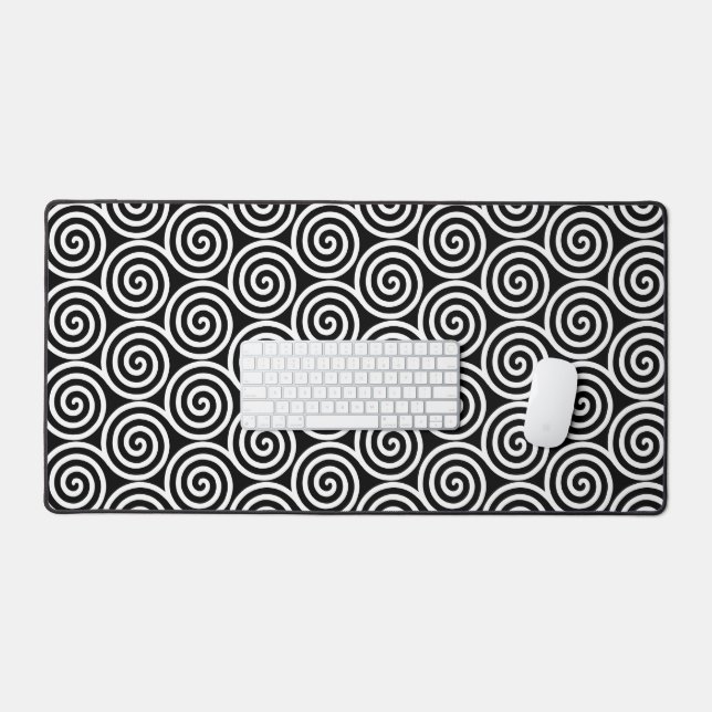 Cercles Spirales Abstraits Élégants en Noir et Bla (Clavier et souris)