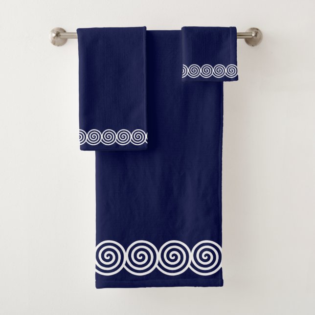 Cercles spirales abstraits sur fond bleu marine (En situation)