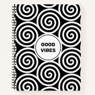 Cercles spiraux Abstraits en Carnet noir et blanc