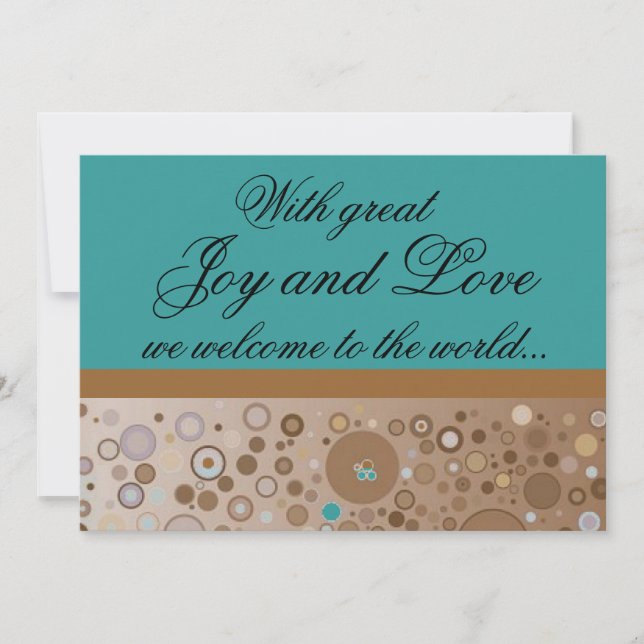 Cercles Turquoises et Brown Faire-part de naissanc (Devant)