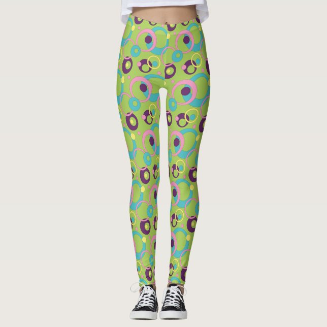 Cercles verts funky Leggings (Devant)