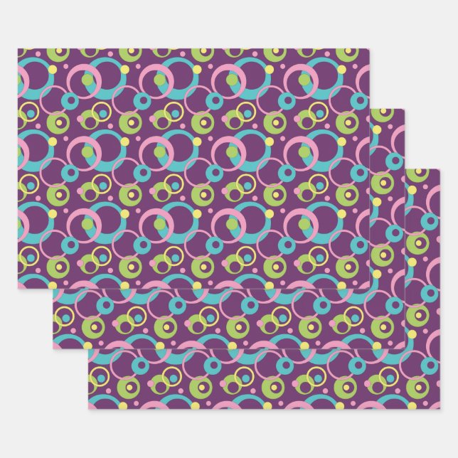 Cercles violets Funky Envelopper le jeu de papier (Lot)