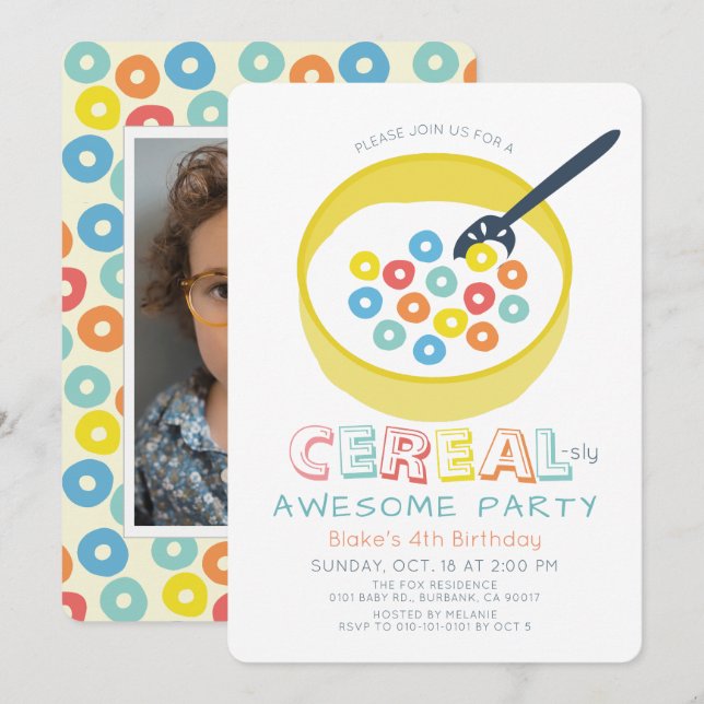 Cereal-sly Awsome Invitation Photo Anniversaire Ja (Devant / Derrière)