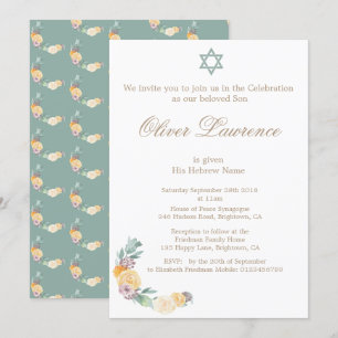 Cérémonie de baptême Hébreu Invitation de garçon