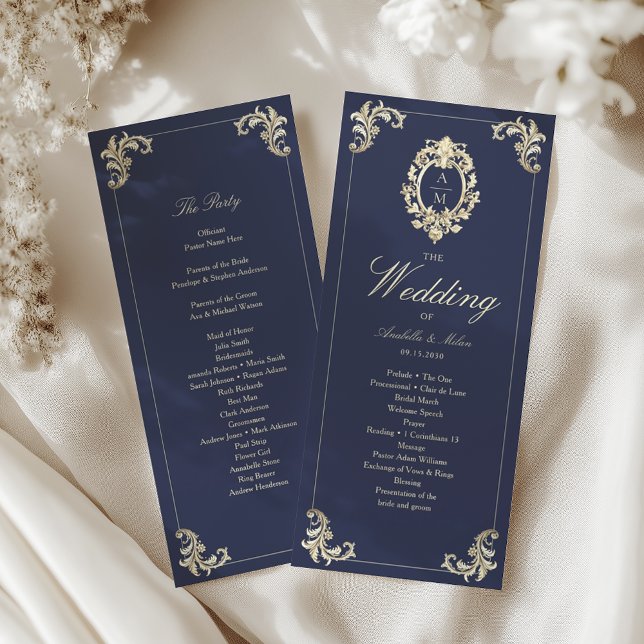 Cérémonie de mariage baroque bleu marine or (Créateur téléchargé)
