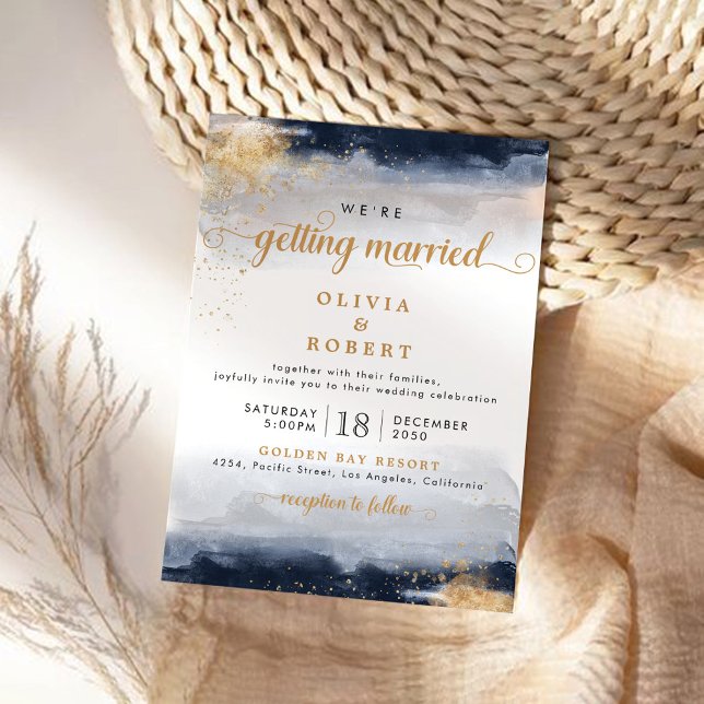 Cérémonie de Mariage de marine et d'or Invitation (Créateur téléchargé)